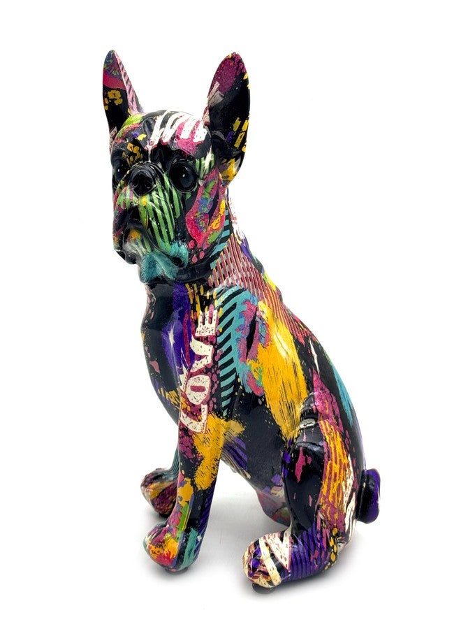 FUNSXBUG Colorful Art French Bulldog Statue Dog Figurines Sculpture Collectibles Home Office Desktop Decor Outdoor Garden Display Decoration Resin (Colour 3) - Image 2